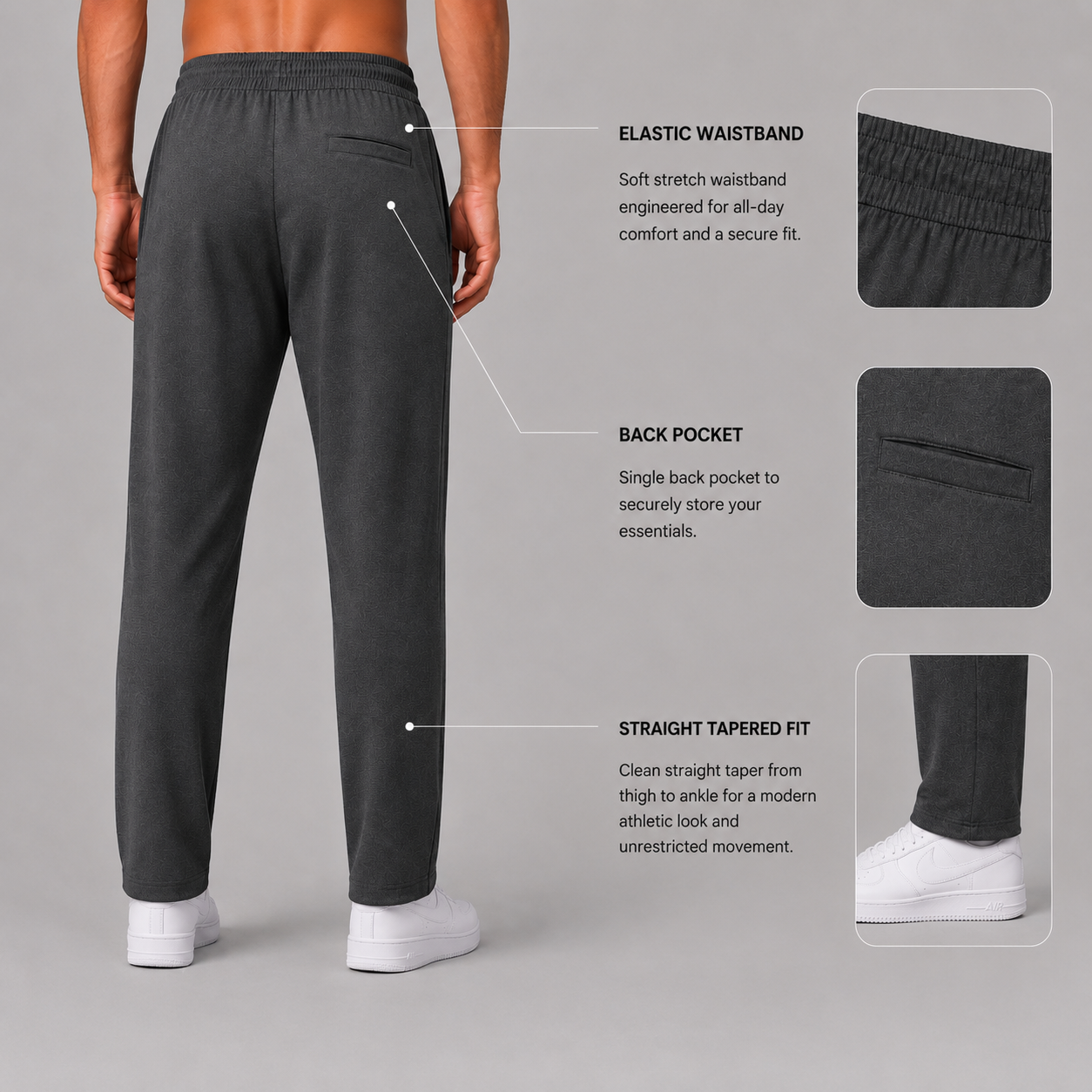 Crosscourt Performance Pants - Charcoal Grey