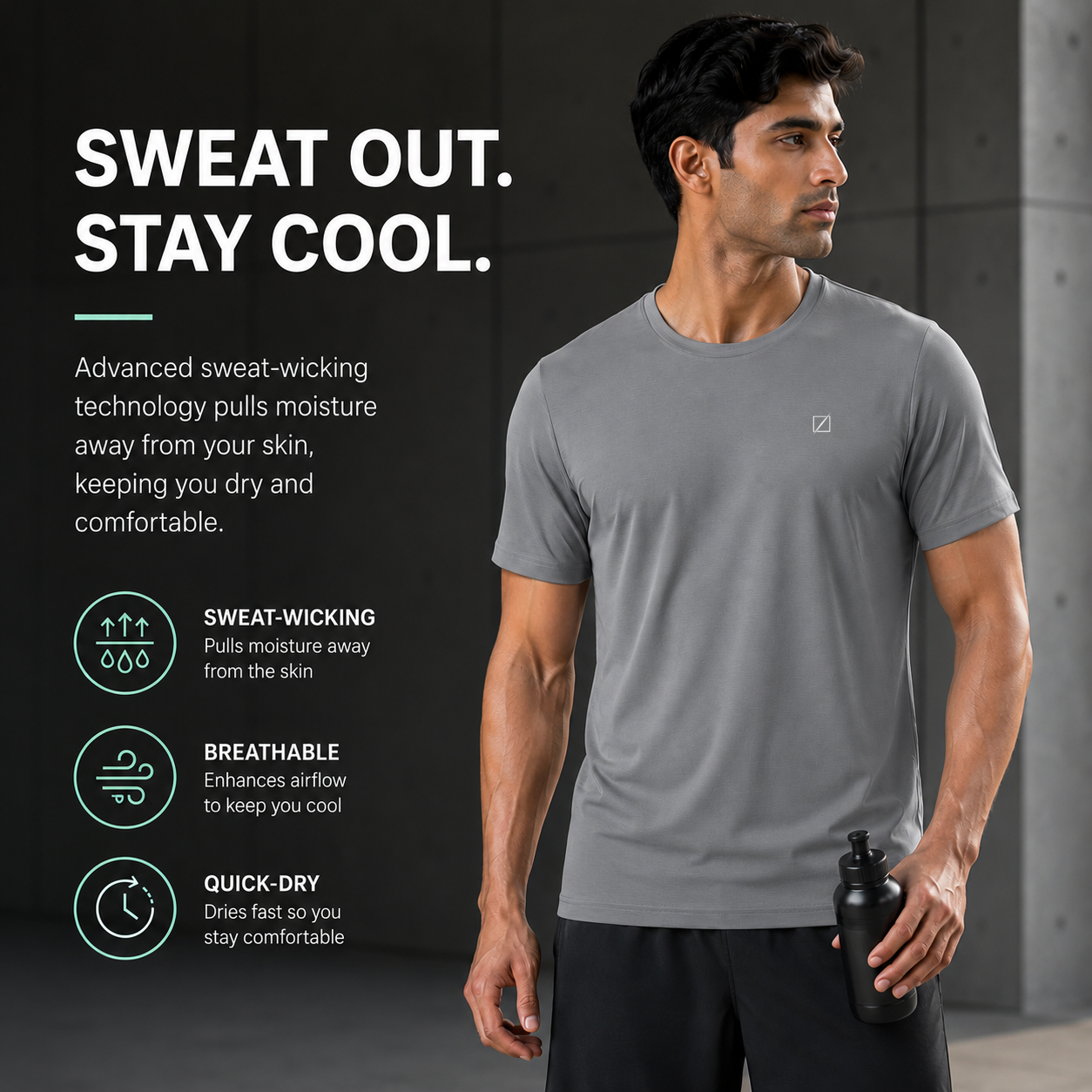 Ace Performance Tee - Stone Grey
